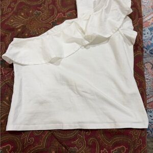 Maeve White Ruffle Crop Top